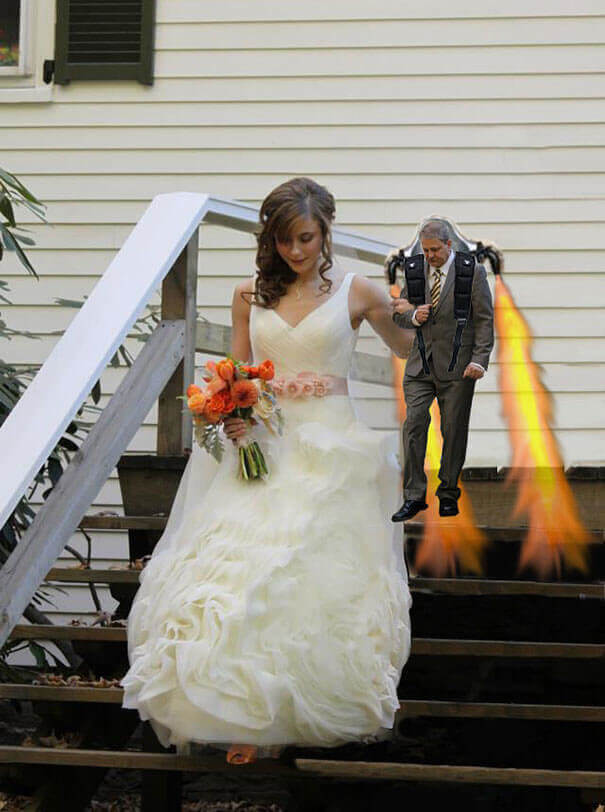 Tiny Dad Is Walking Her Down The Aisle 